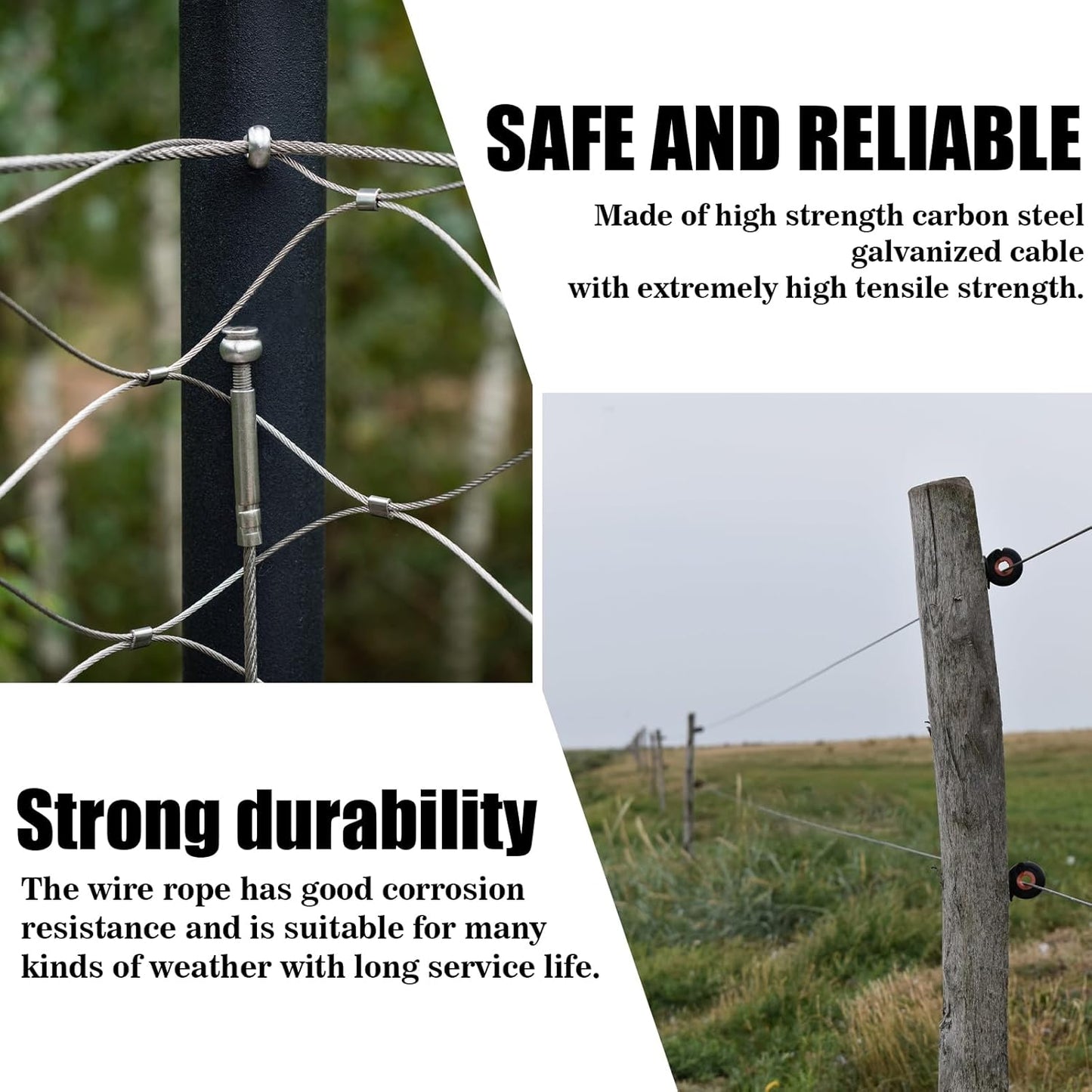 Metal Wire 1/8 inch Carbon Steel Galvanized Cable 50FT Length Aircraft Cable 7x7 Strand Core Picture Hanging Wire with 10 Pcs Thimbles and 20 Pcs Aluminum Sleeves