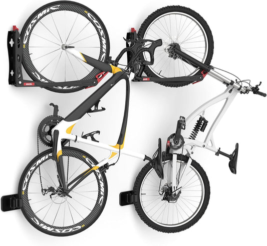 TORACK BIKEPAL Space Saving Wall Mounted Swivel Bike Racks, Vertical Bike Wall Hangers for Garage Storage Solution (2 Pack)