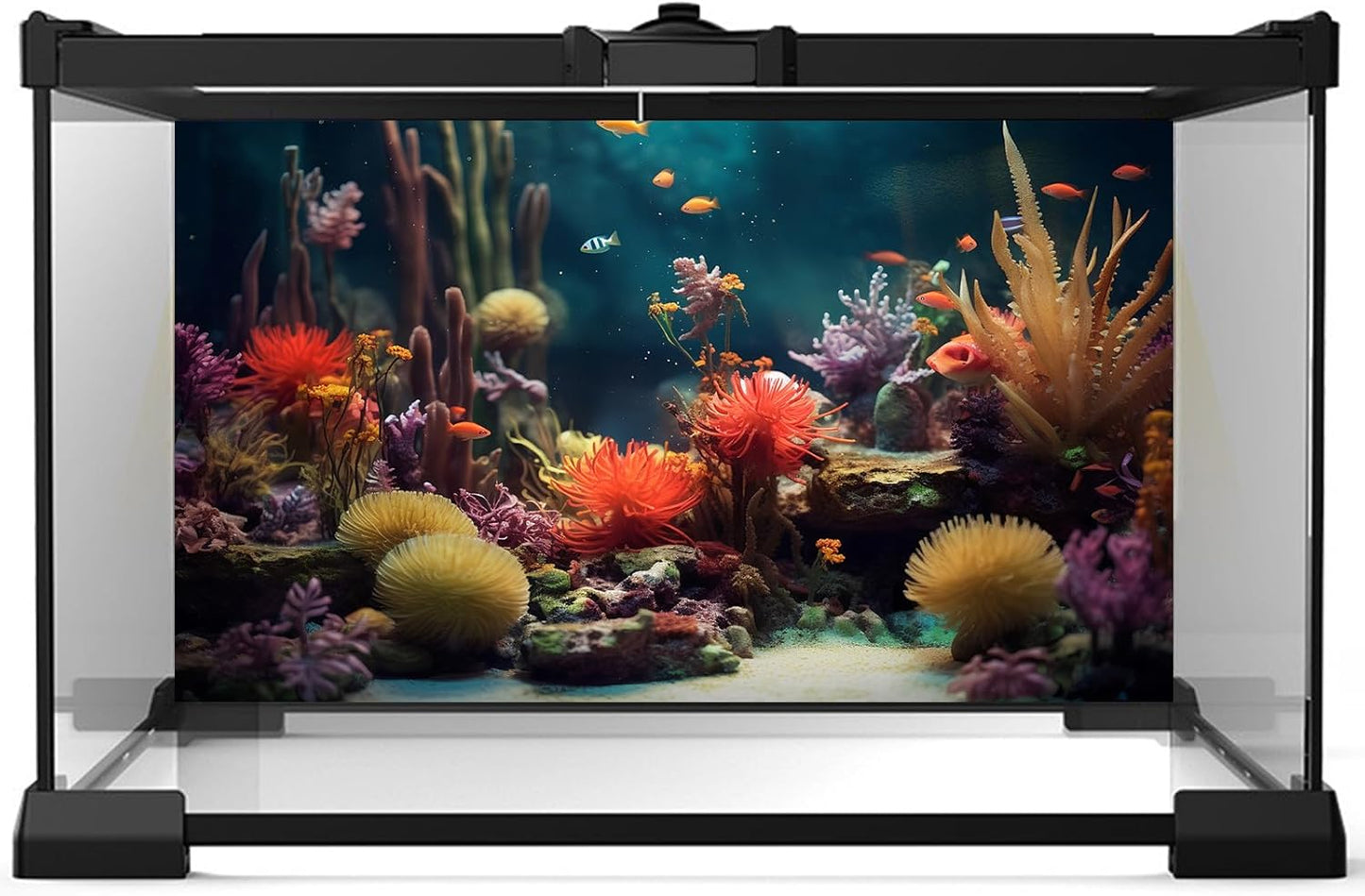 Aquarium Background Beautiful Colorful Coral Reef Aquatic Plants Terrarium Background Rock Tropical Fish Jungle Style Fish Tank Background Colorful Under Water View Aquarium Backdrop Vinyl 72x24in