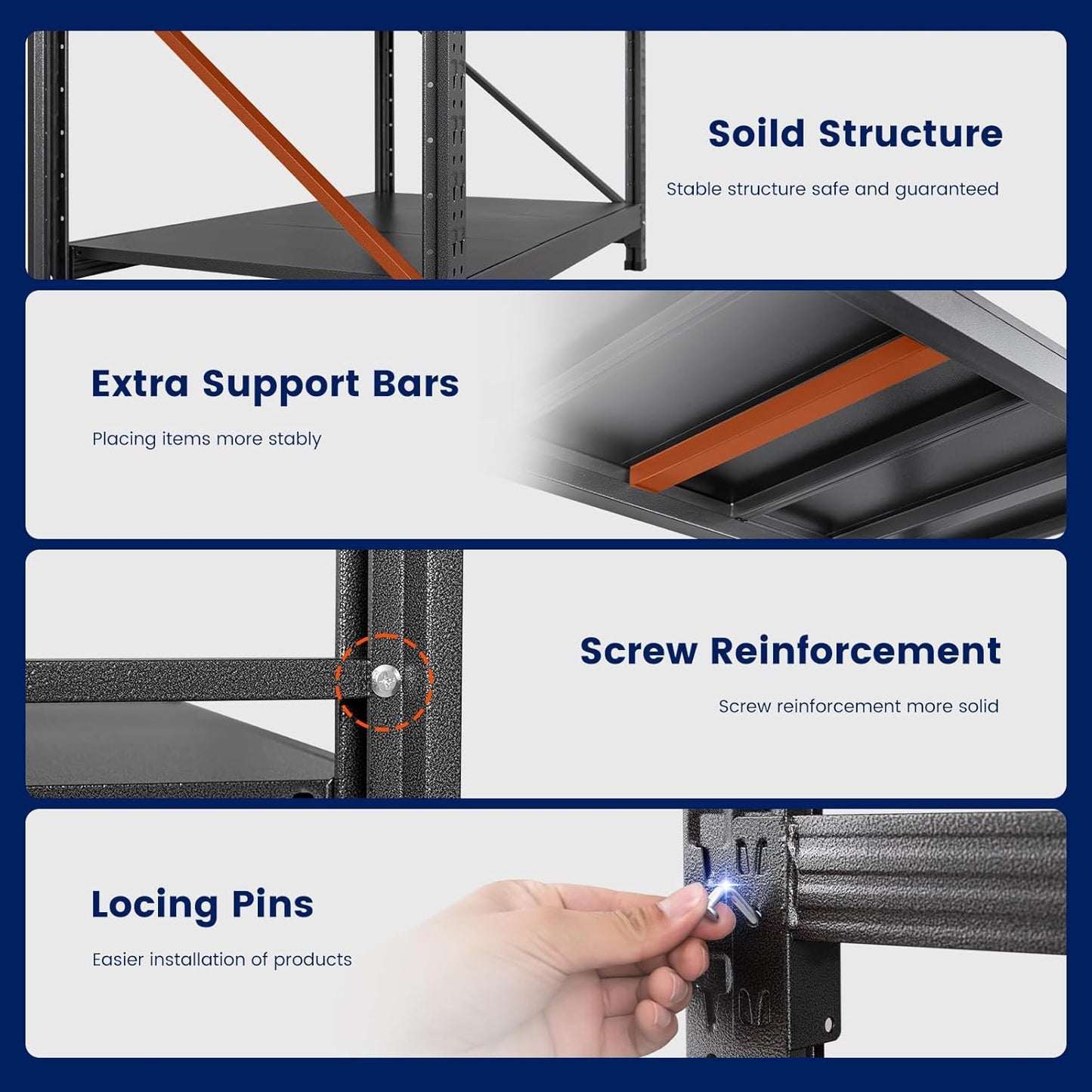 Yizosh 68" W Metal Garage Storage Shelves,Heavy Duty Adjustable Steel Organization Shelving,Utility Rack Shelf,68" W x 24" D x 63" H for Basement,Warehouse,Industrial