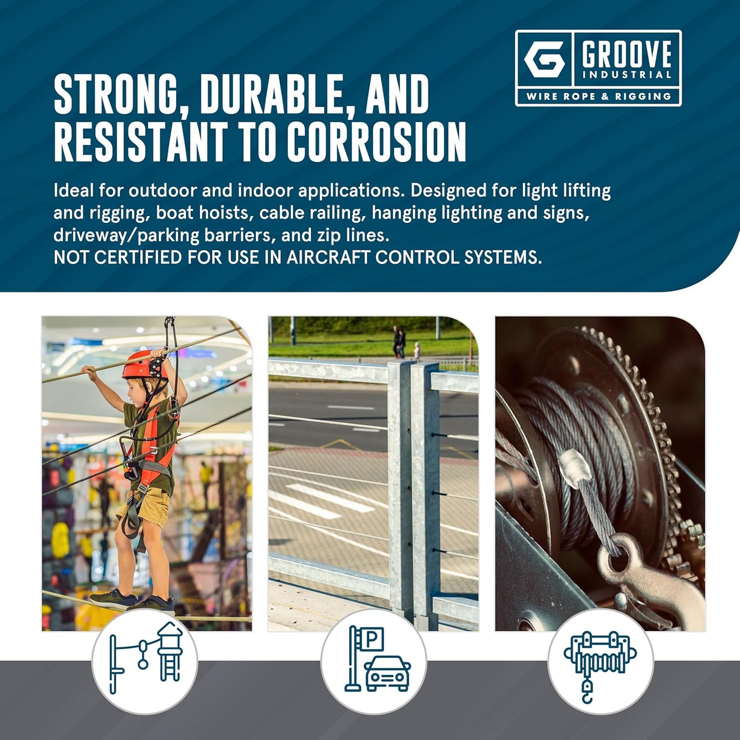 5/16’’ 7x19 Hot Dip Galvanized Aircraft Cable – Steel Wire Rope - 3000 Feet