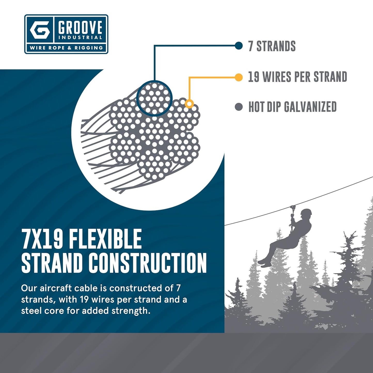 1/4’’ 7x19 Hot Dip Galvanized Aircraft Cable – Steel Wire Rope - 800 Feet