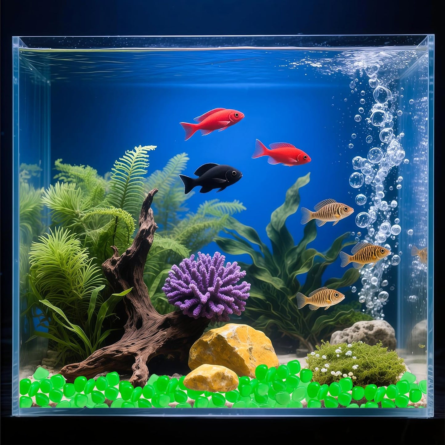 Glow in The Dark Fish Tank Rocks,Green Glowing Rocks Stones Resin Glow in Dark Pebbles for Outdoor Garden, Fish Tank, Aquarium, Landscaping,Driveway Decoration,11 oz