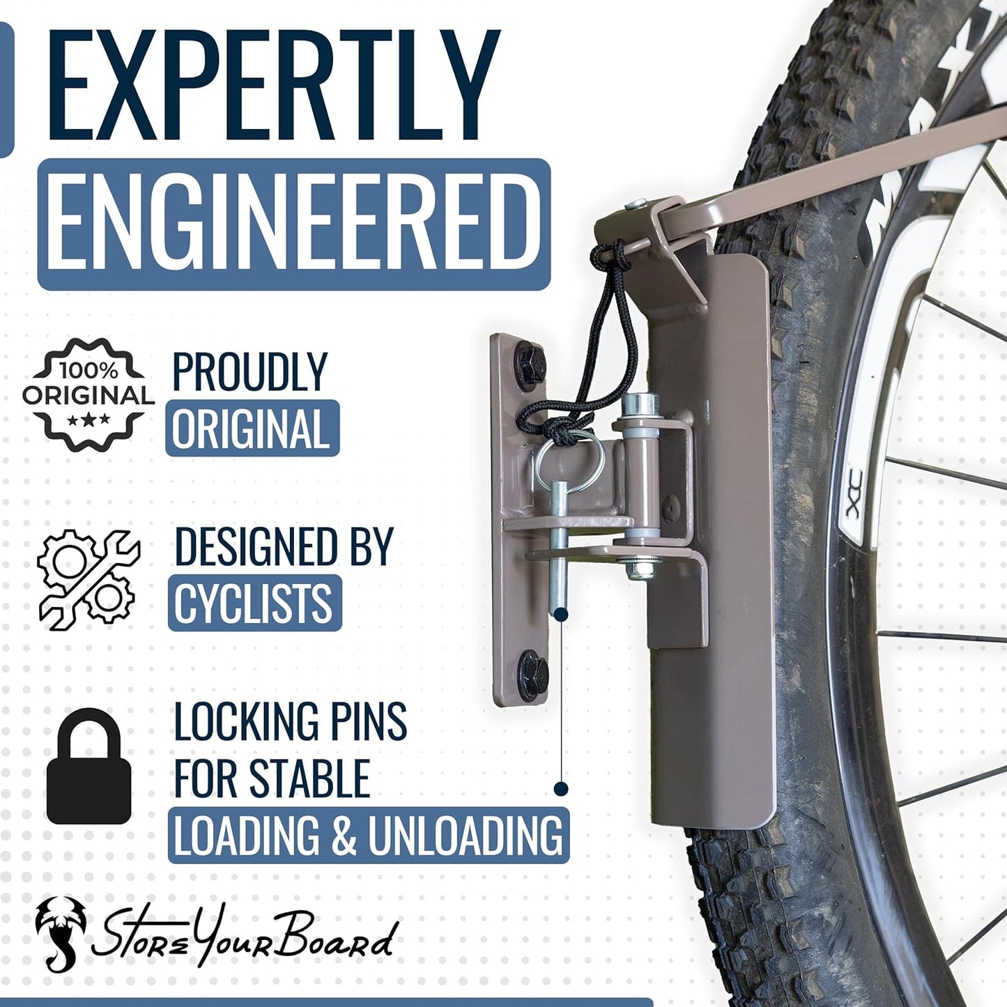 StoreYourBoard Bike Swivel Rack – Wall Mounted Garage Bike Storage, Vertical Hanger with 120° Swing Design & Stopper, Space-Saving Indoor Wall Mount – Fits Kids Bikes, BMX & More