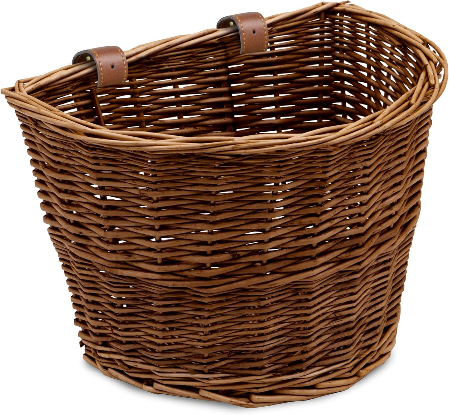 ProSource Wicker Bike Basket Front Cargo for Women and Men, Fits Most Bikes, Beach Cruiser, Stationary Bike, Ebike, Road Bike, Brown