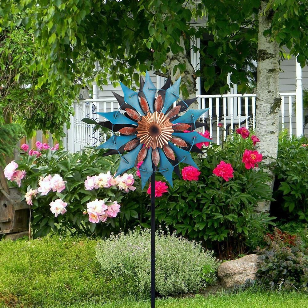 Stargarden Wind Spinners Outdoor, Metal Wind Spinner, 13.4" W x66 H Kinetic Wind Sculptures & Spinners, Waterproof Windmill for Yard, Garden Decor