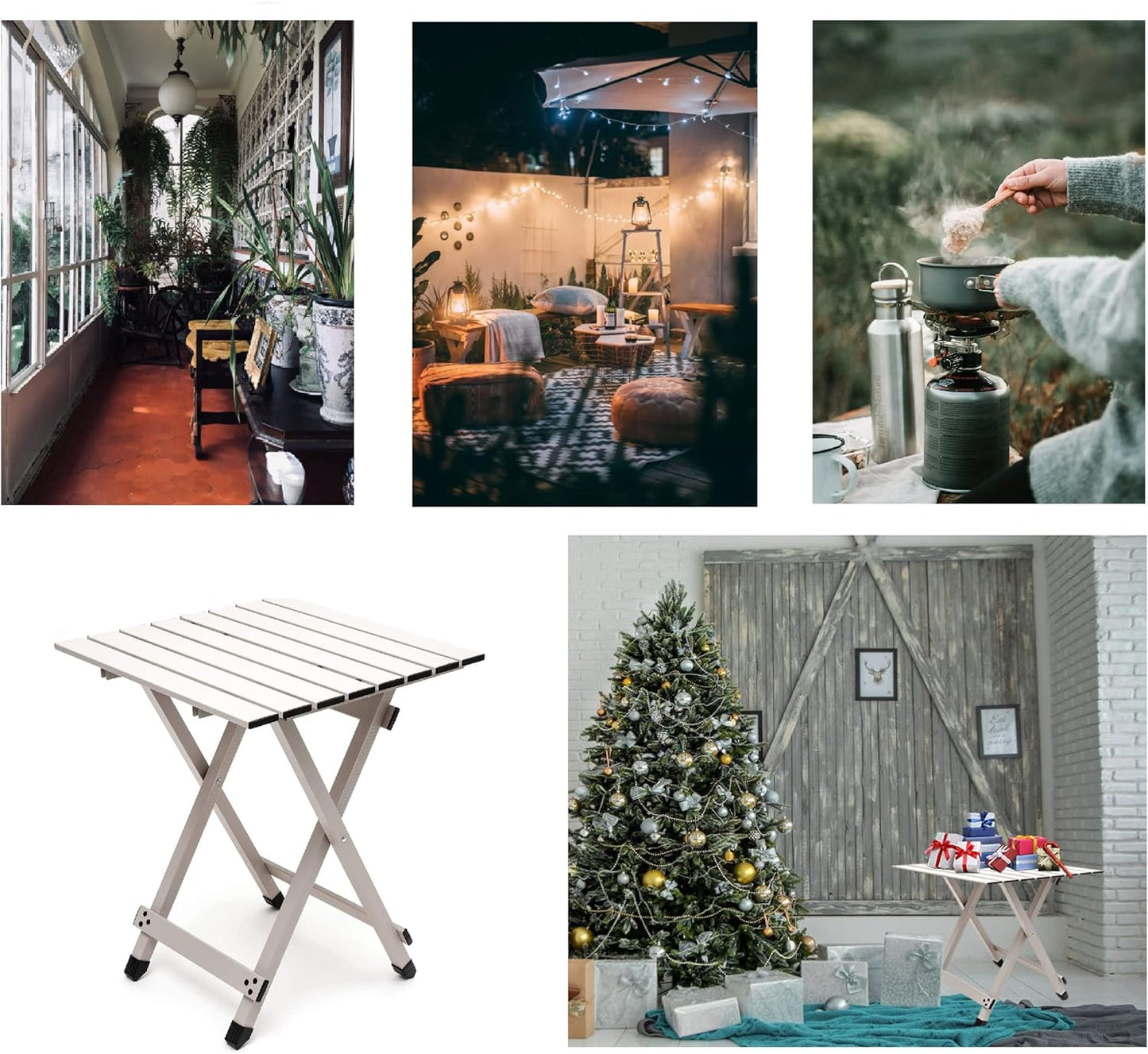 SUNNYFEEL Folding Camping Table - Lightweight Aluminum Portable Picnic Table, 18.5L x 18.5W x 24.5H Inch for Cooking, Beach, Hiking, Travel, Fishing, BBQ, Indoor Outdoor Small Foldable Camp Tables