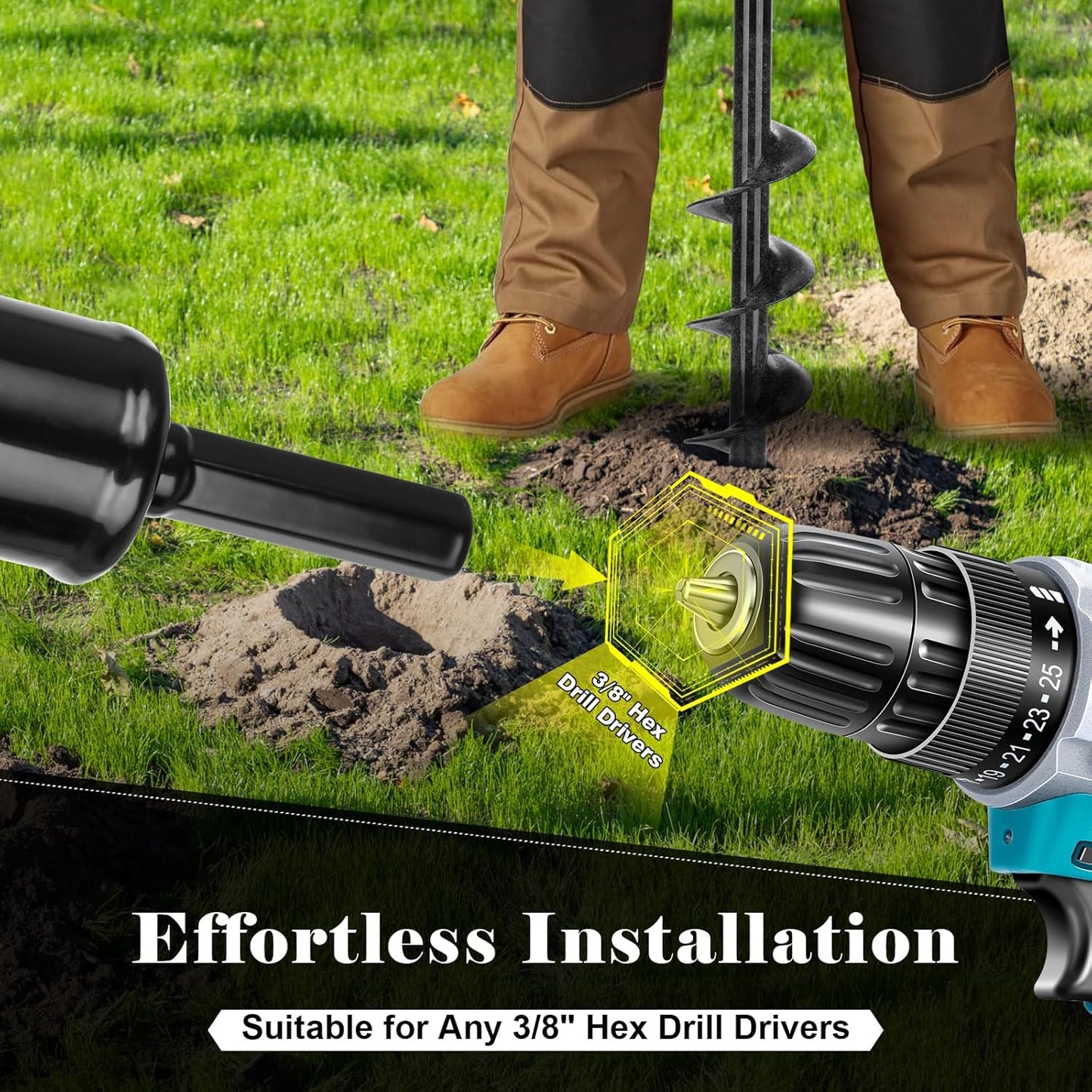 Auger Drill Bit for Planting 2 Pack,1.6x16 inch&3.5x16 inch,Auger Drill Bit Suitable for 3/8'' Hex Drill Driver,Garden Spiral Hole and Planter for Bulbs,Fence Posts,and Umbrella Holes