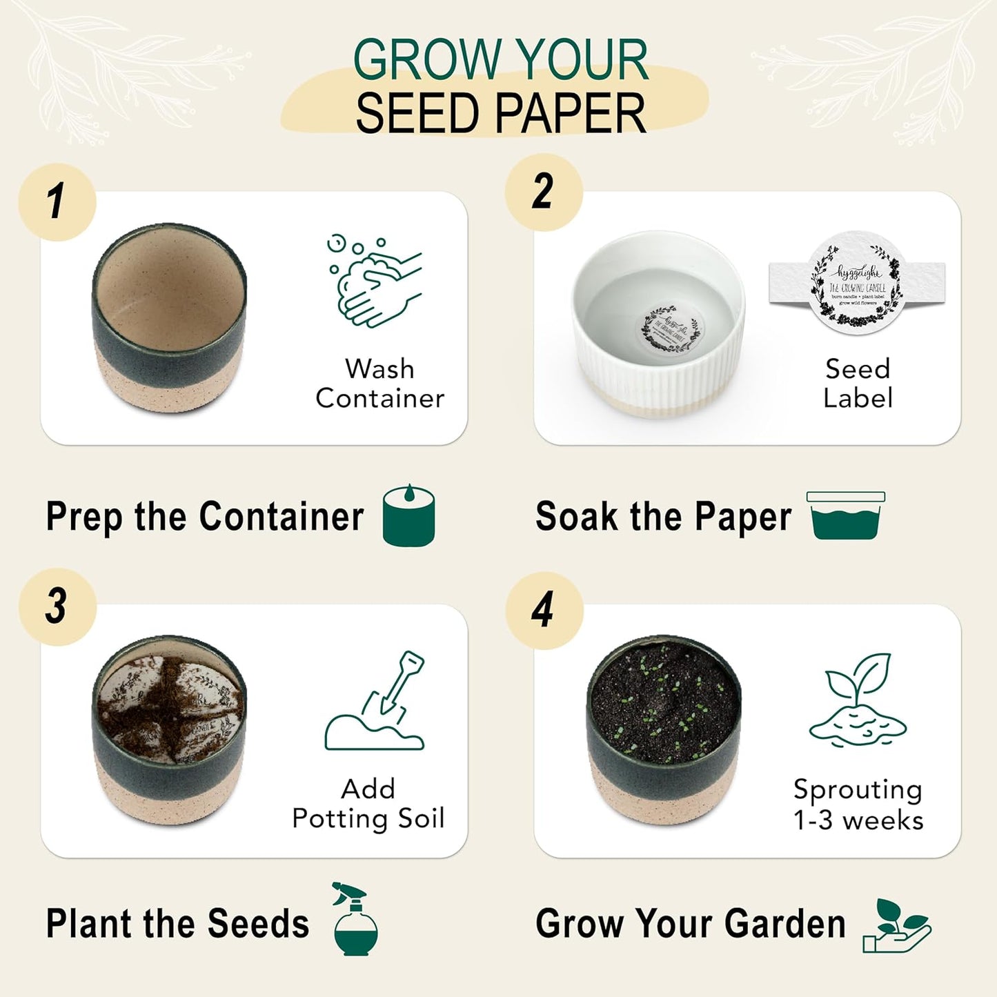 The Growing Candle, Coffee Scented, 8.5oz Ceramic Pot, Aromatherapy Candles, 100% Soy, Cream and Espresso Aroma for Home, Willow