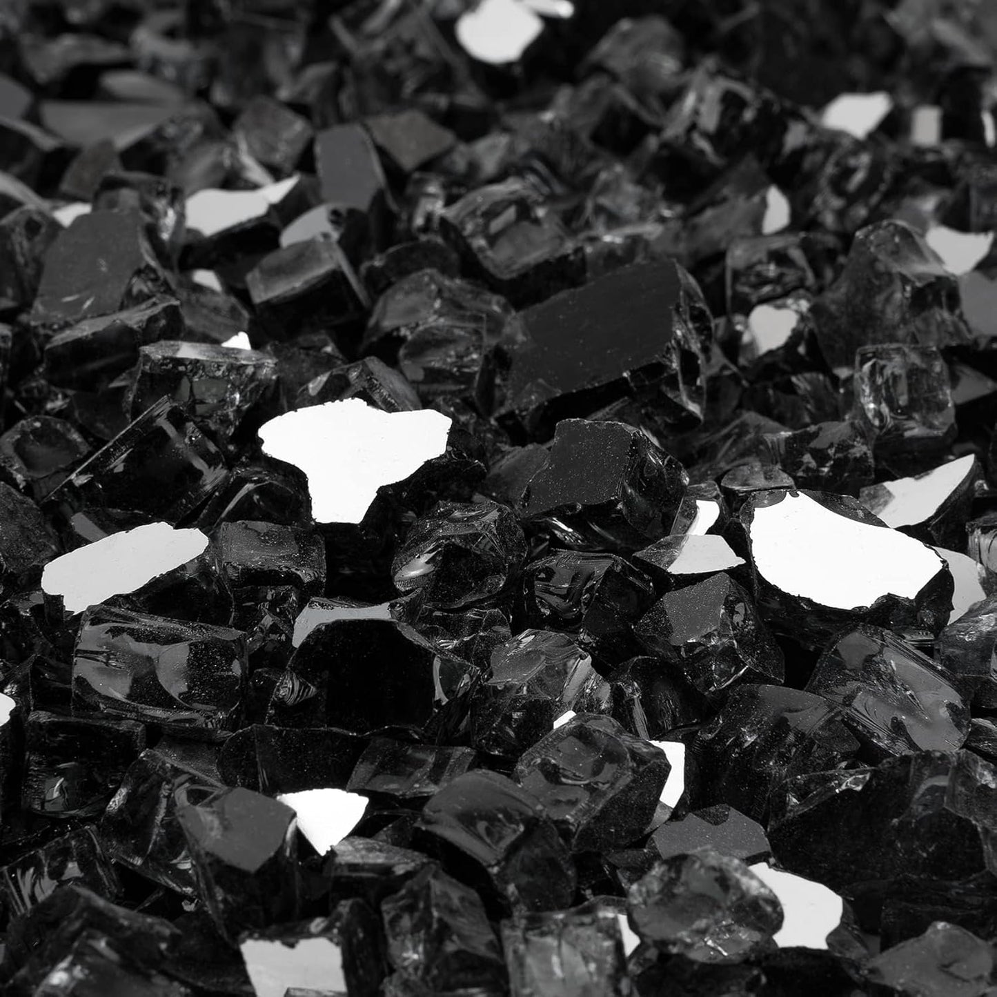 Mr. Fireglass 10 Pounds Fire Glass - 1/4 Inch High Luster Reflective Tempered Glass Rocks for Fireplace Fire Pit Table and Landscaping, Onyx Black
