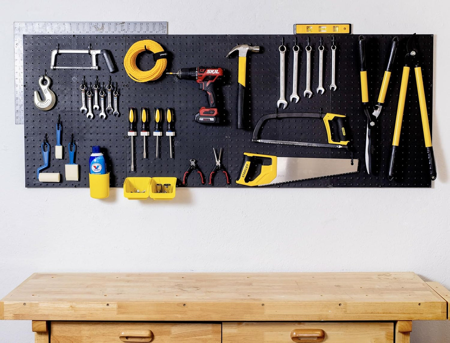 WallPeg Pegboard Kit - 4 Each 24"x16" Peg Board Panels - Made in USA - Mounted Size is 48" x 24" Pegboards Wall Organizer for Walls Home, Garage Tool Storage, Office Organization, Kitchen, Craft Room