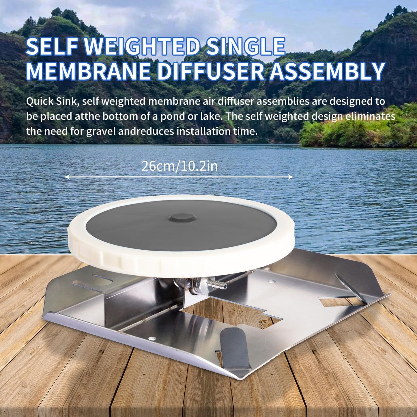 Pond & Lake Aeration Accessories, Pond DiffuserStainless Steel Chassis, Silicone Membrane Diffuser 1Pcs (Black EPDM)