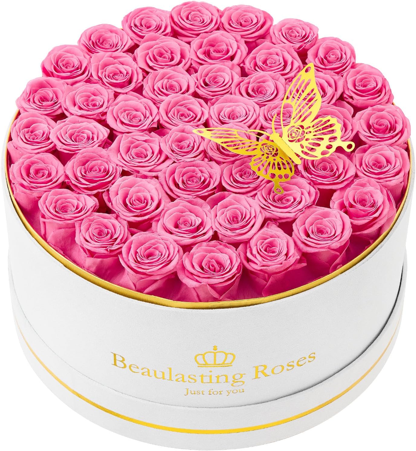 Preserved Roses Forever Flowers Real Roses in a Box Mother's Day Birthday Flowers for Her Mom Women Wife Valentine's Day, Pink, 47 Piece