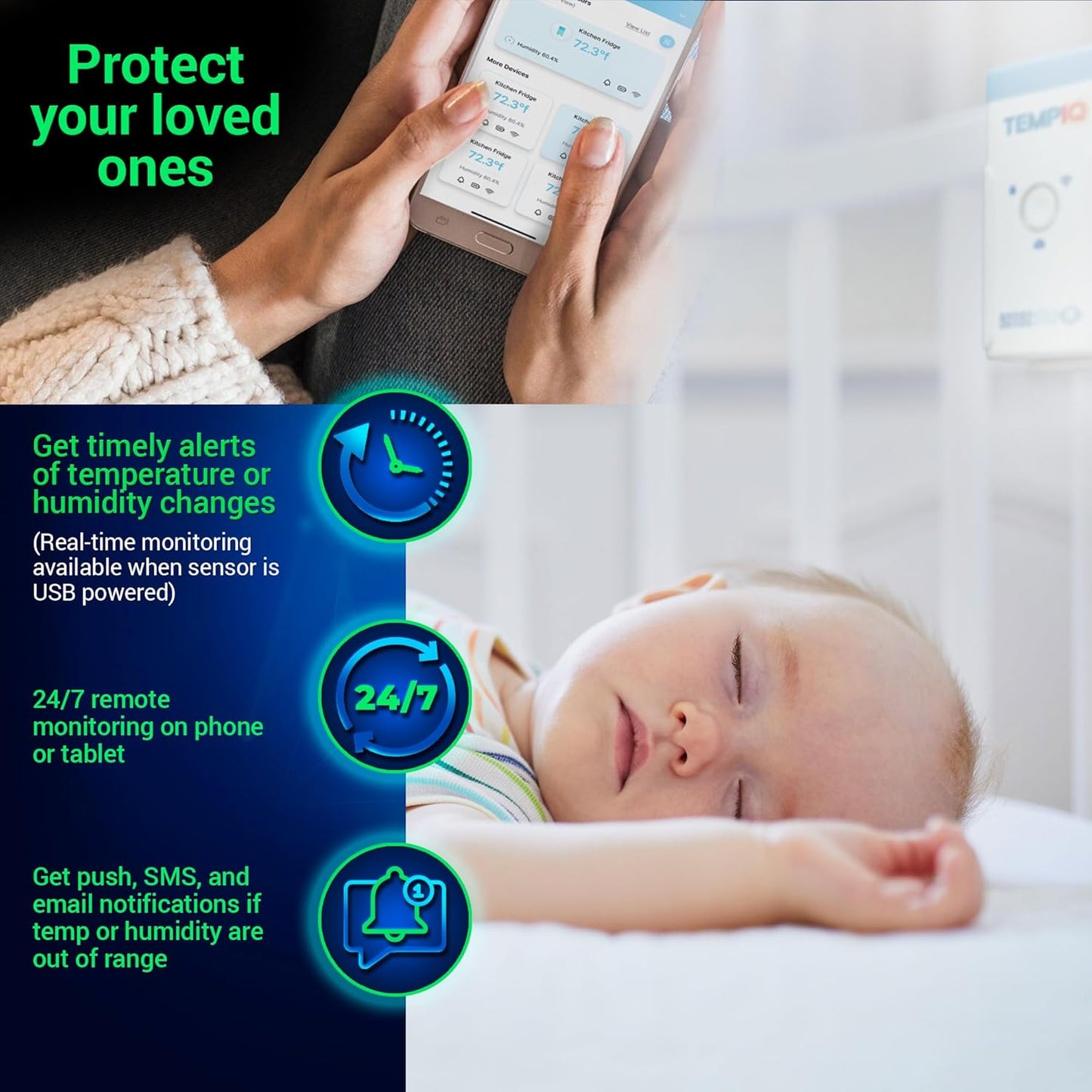 TEMPIQ Remote WiFi Temperature & Humidity Sensor - App Integration, Alerts, Helps Monitor 2nd Home, AirBnb, RV, Pets,Freezer and Server Room, Indoor & Outdoor Hygrometer & Thermometer