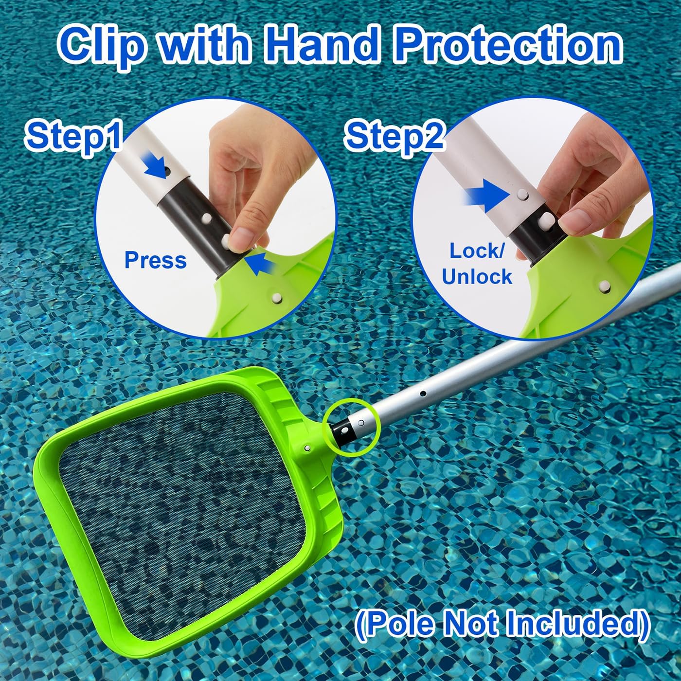 Sepetrel Pool Skimmer Net - Professional Heavy Duty Reinforced Frame Nylon Flat Leaf Rake Net,for Spa Pond Swimming Pool, Cleaning Supplies and Accessories, (Pole Not Included)