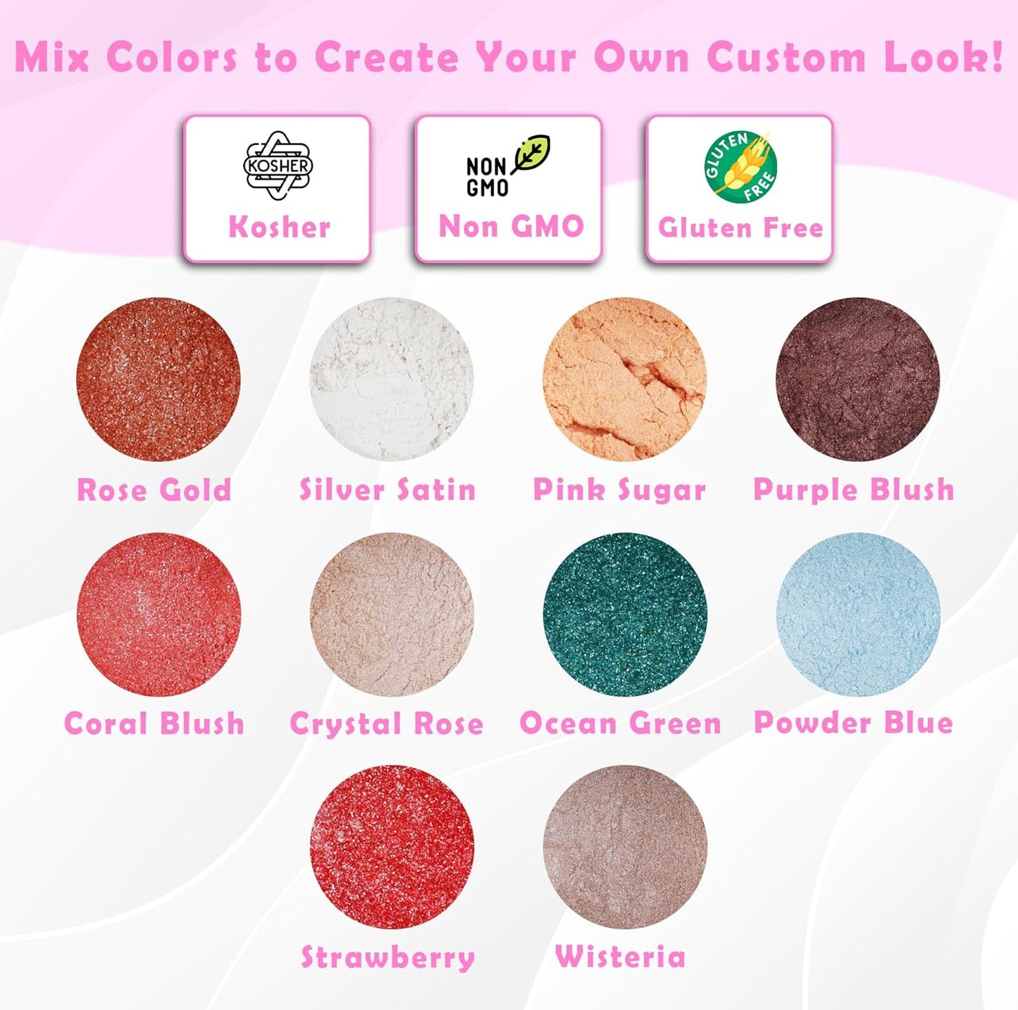 Strawberry & Wisteria Luster Dust for Baking (2 Pack) – Edible Glitter for Cake Decorating, Fondant, Cupcakes, Drinks & Desserts – Kosher, Vegan, Food-Safe Luster Dust - 2 grams, Highly Concentrated