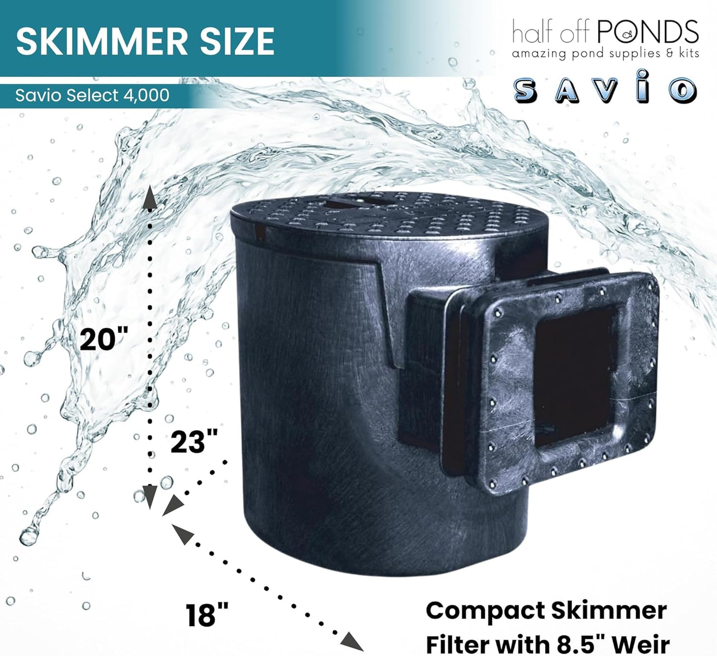HALF OFF PONDS Savio Select 4,000 GPH Submersible Pump Pond Kit with 15' x 15' PVC Plastic Pond Liner for Water Garden & Koi Pond