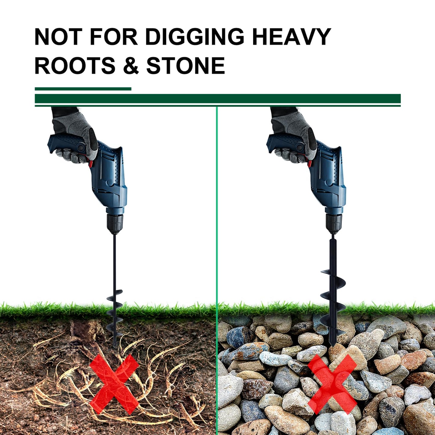 4 Pack Garden Ground Earth Spiral Drill Bit for 3/8" Hex Drive Drill, Auger Drill Bits for Bulbs Planting, Hole Digger Flowers,Bedding Digging Plant Rapid Planter Tool