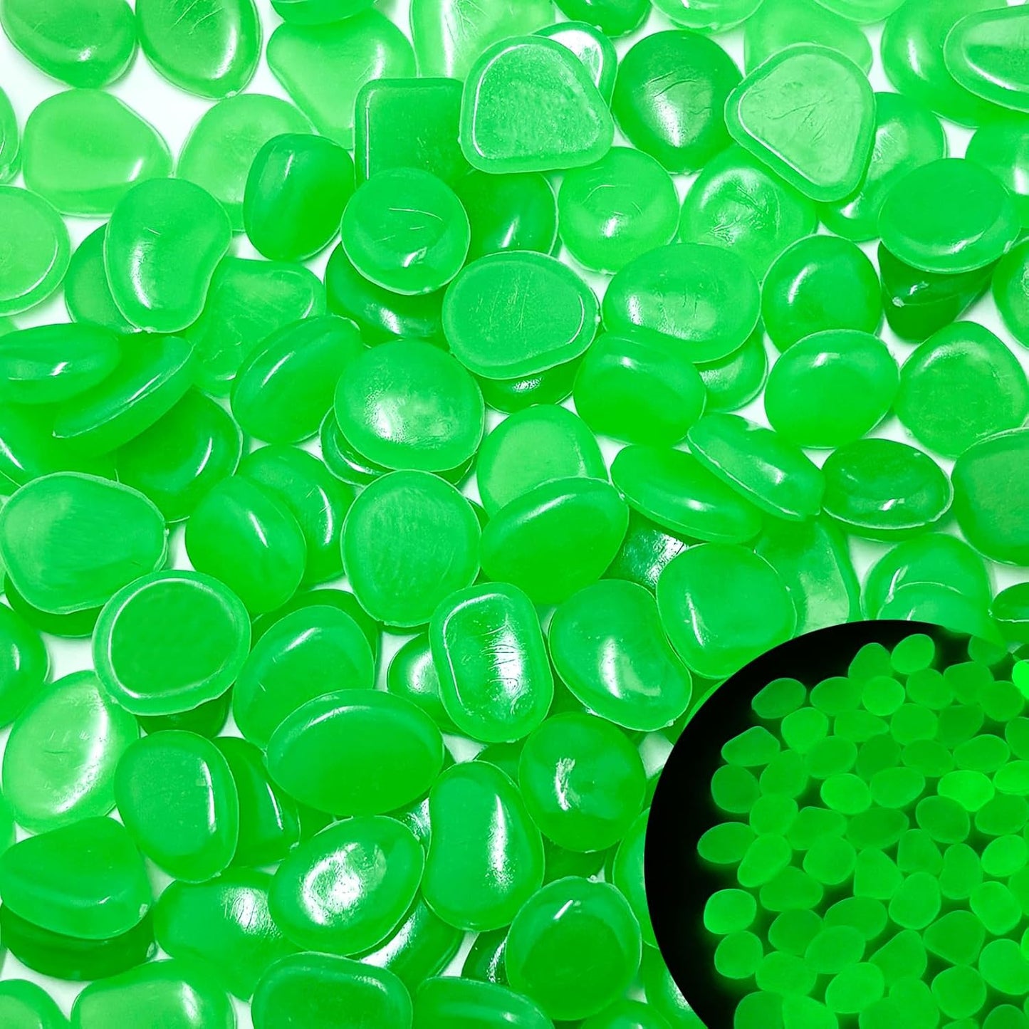Glow in The Dark Fish Tank Rocks,Green Glowing Rocks Stones Resin Glow in Dark Pebbles for Outdoor Garden, Fish Tank, Aquarium, Landscaping,Driveway Decoration,1.4 Lb