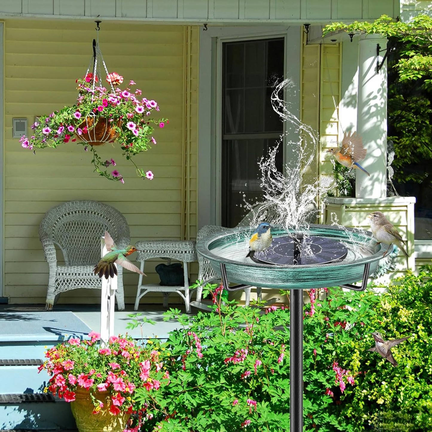 Freestanding Birdbaths Bowl Outdoor, Free Standing Garden Bird Bath Bird Feeder Bowl, Detachable Decoration Spa Birdfeeder for Garden Patio Yard Lawn