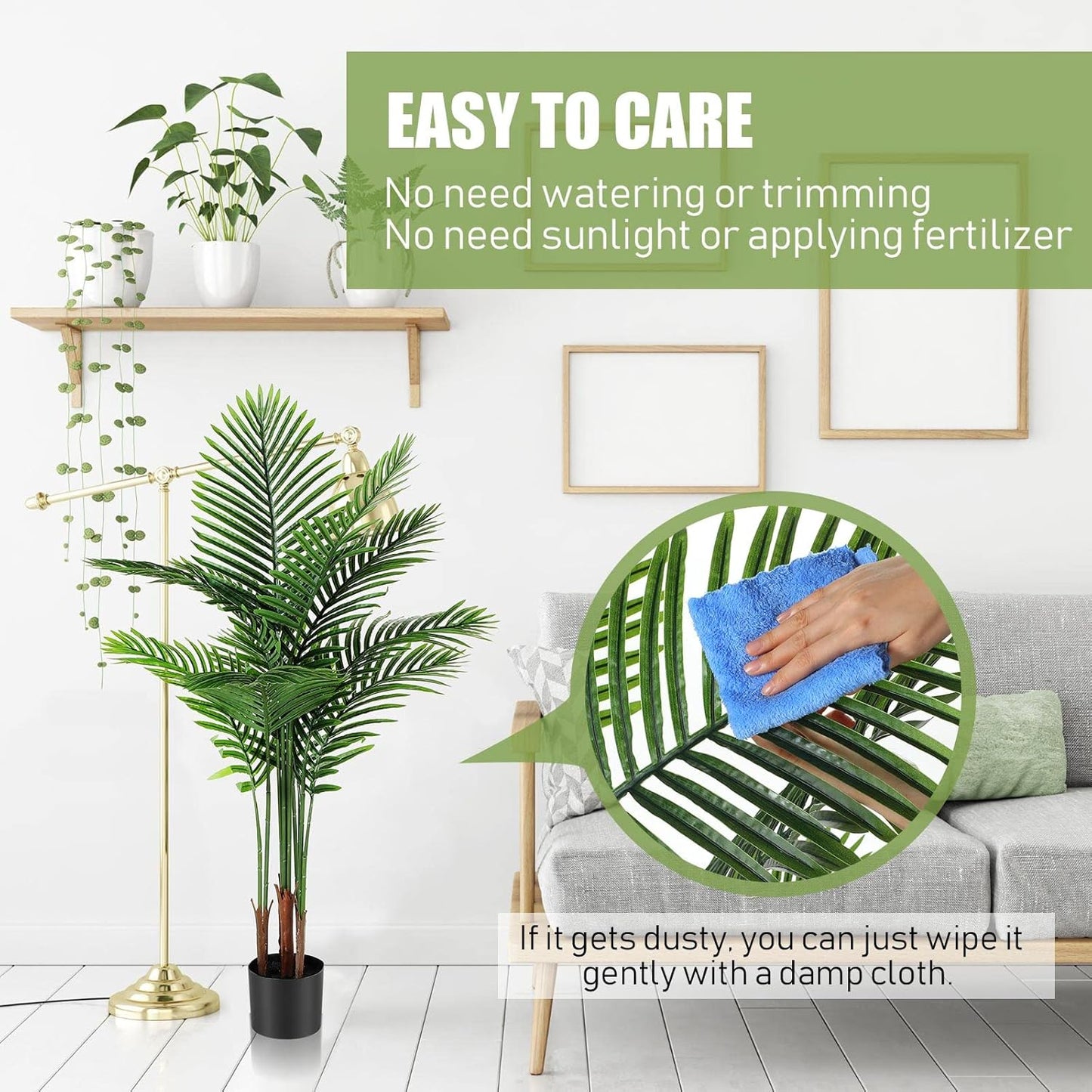 Jexine 4 Pack Artificial Palm Trees 4Ft 5Ft, Fake Plants Fake Trees Artificial Areca Palm Plants for Outdoor Indoor Faux Tree in Pot for Pool Home Office Housewarming Gift Modern Decoration