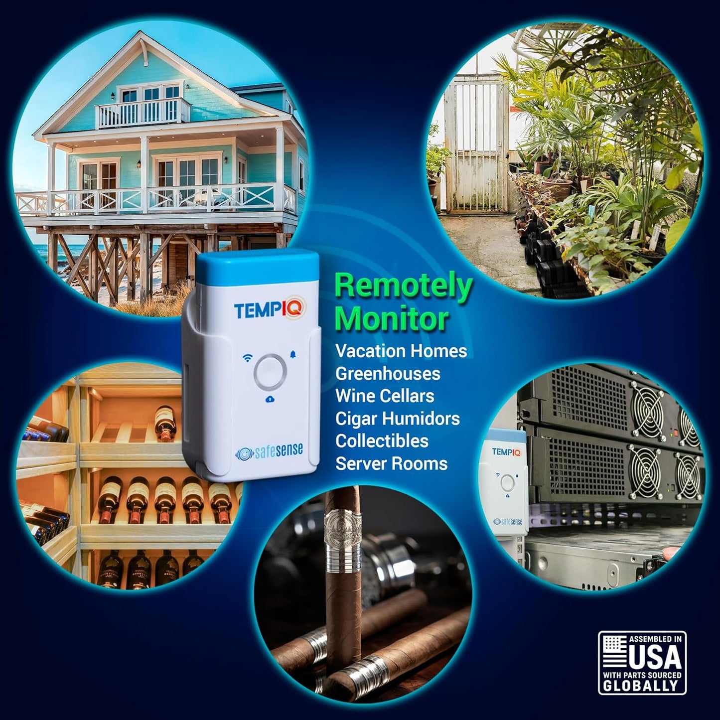 TEMPIQ Remote WiFi Temperature & Humidity Sensor - App Integration, Alerts, Helps Monitor 2nd Home, AirBnb, RV, Pets,Freezer and Server Room, Indoor & Outdoor Hygrometer & Thermometer