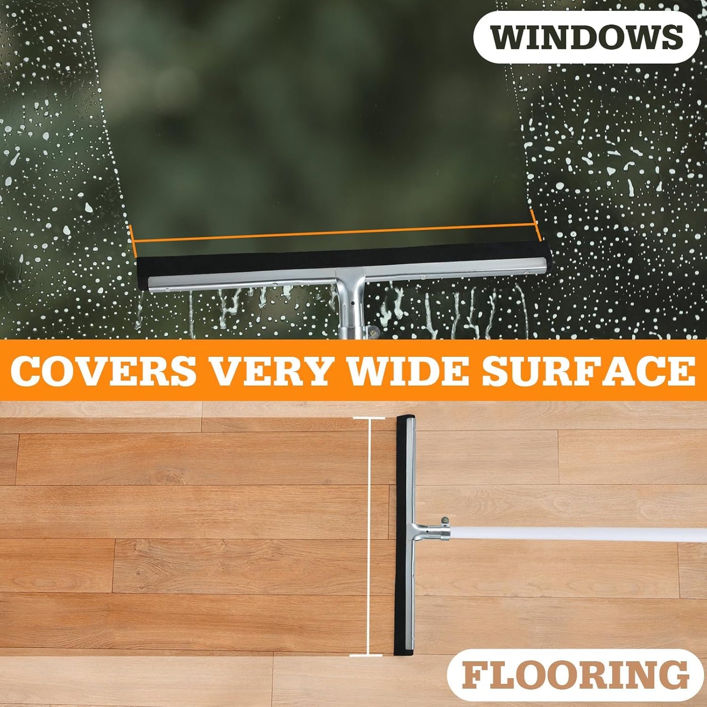 Lasnten 4pcs Double Foam Floor Squeegee for Concrete Industrial Floor Scrubber Stainless Steel Cleaning Squeegee with Rubber Heavy Duty Broom EVA Foam Blade for Garage Window Pool (18 Inch)