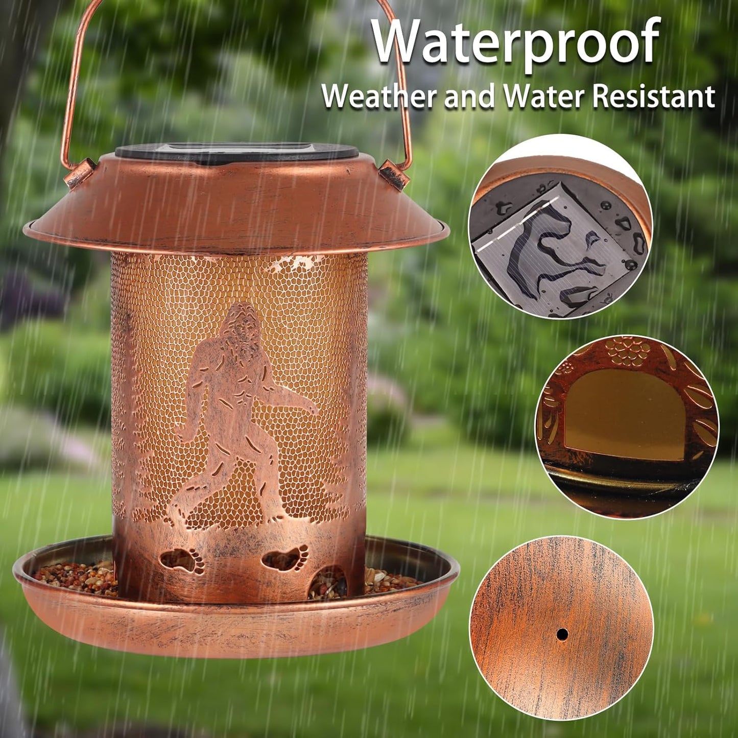 2 Pack Bird Feeders for Outdoors Bigfoot Garden Decor Gifts for Women Mom Grandma Solar Lanterns Outdoor Waterproof Metal Solar Decoration OutsideLED Lanterns for Yard, Patio, Lawn, Pathway