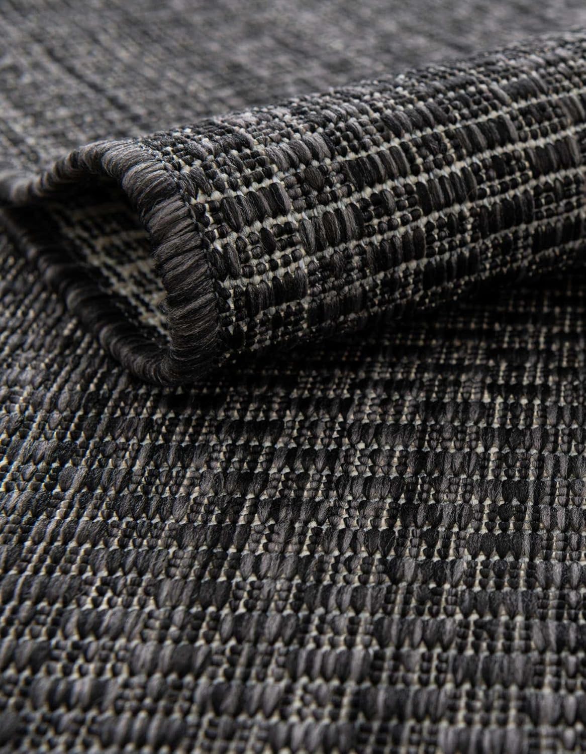 Unique Loom Collection Casual Transitional Solid Heathered Indoor/Outdoor Flatweave Area Rug (2' 2" x 3' 7" Hearth, Black/Ivory)