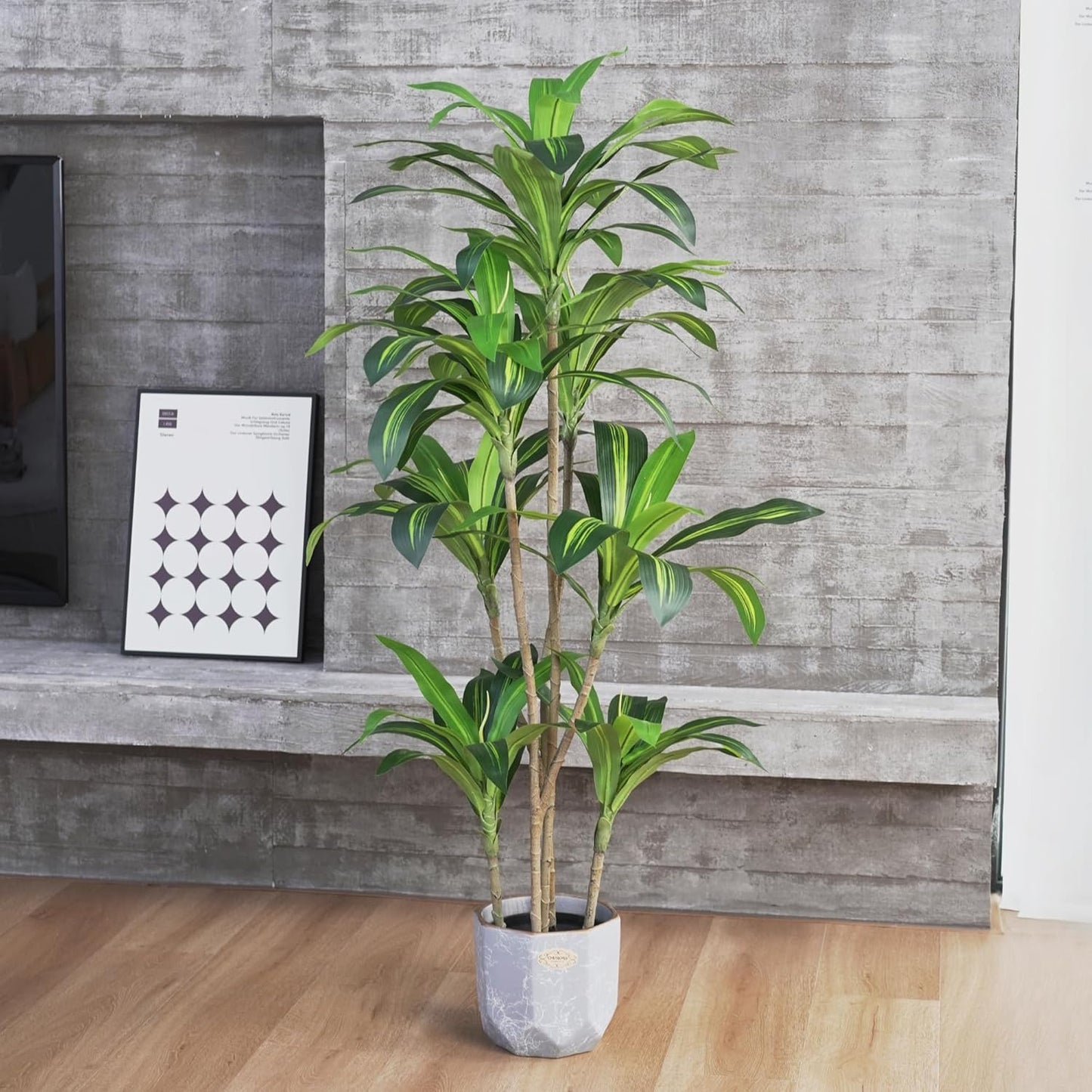 Artificial Plants 5.3Ft Dracaena Fragrans Faux Trees with 7 Heads Fake Tree for Home Decor Indoor or Outdoor Office Decoration Housewarming Gift