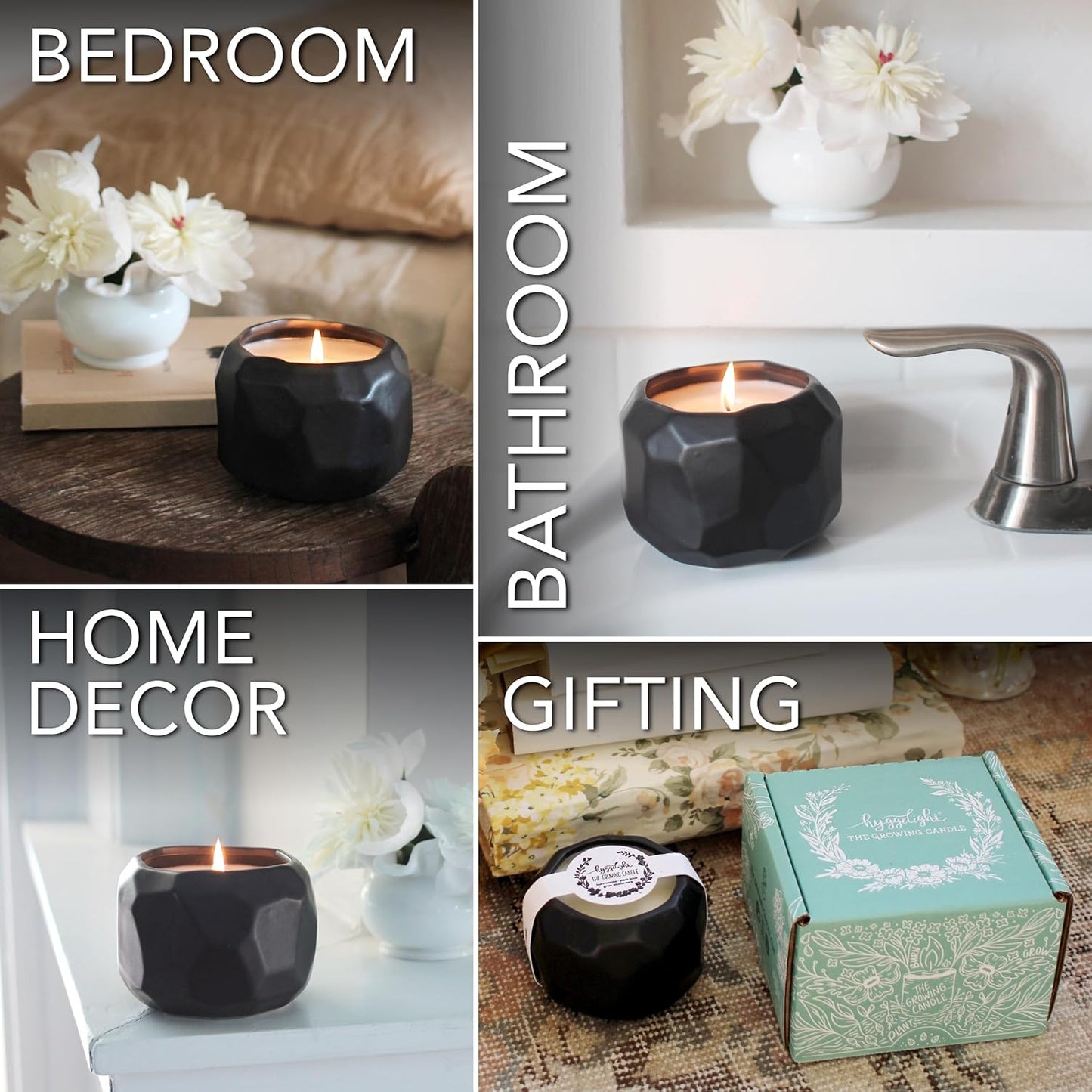 The Growing Candle, Wild Flower Scented, 13oz Ceramic Pot, Single Wick Aromatherapy Candles, 100% Soy for Women and Men, Emma