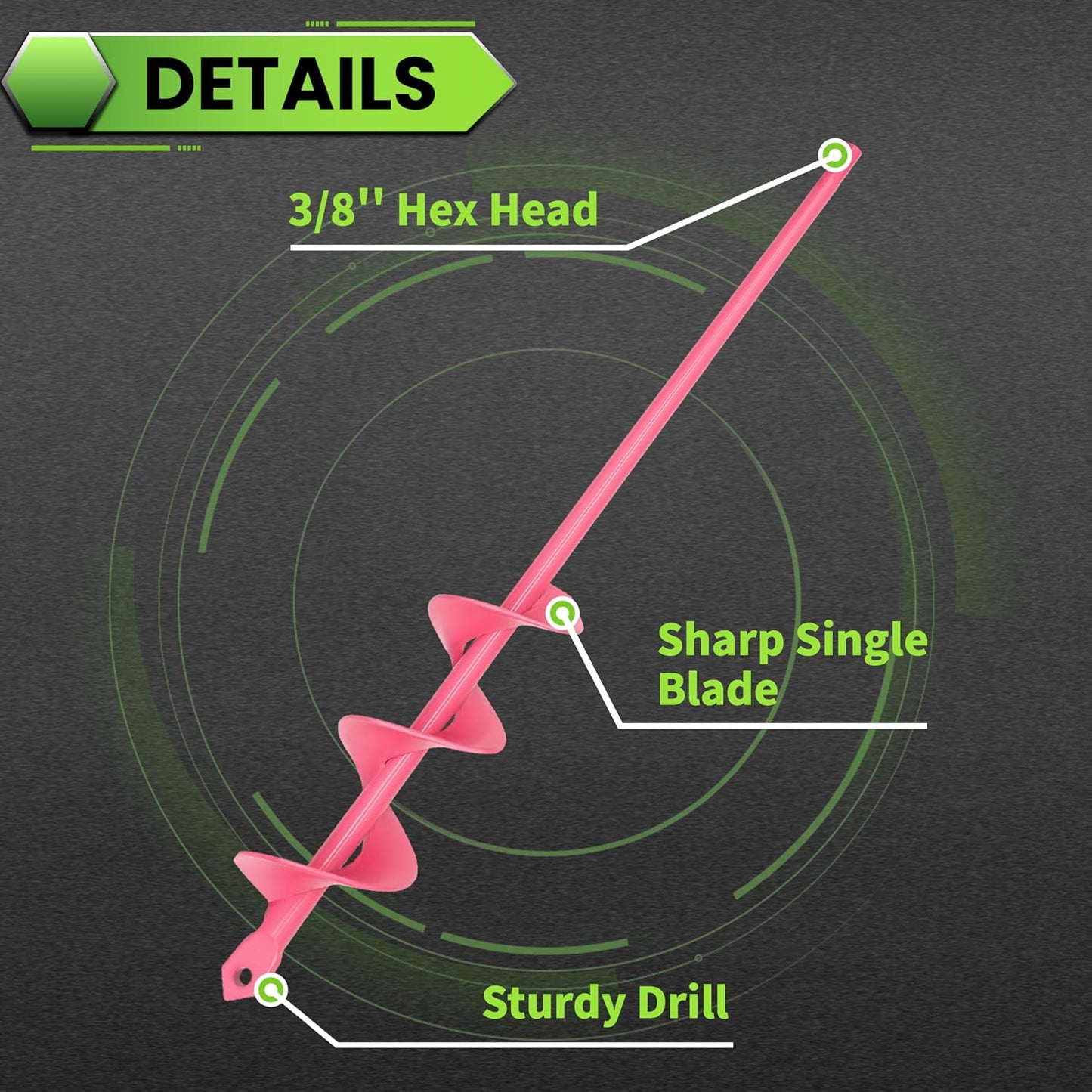 SYITCUN Auger Drill Bit for Planting - 1.6"X16.5" Heavy-Duty Garden Auger Spiral Drill Bit - Bulb Planter Tool & Auger Post Hole Digger - 3/8" Hex Drive Drill