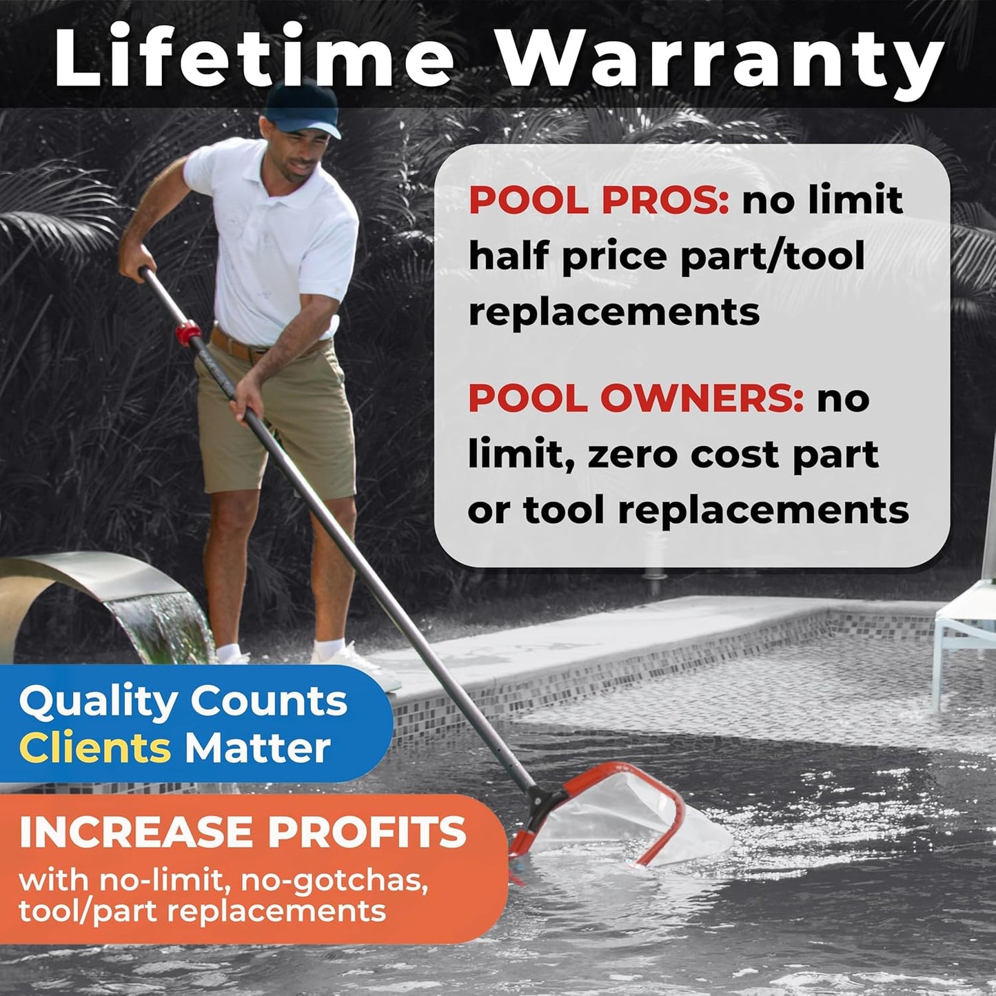ProTuff 13" Spa Silt Net for PROS – “490 Promise” Unlimited, Unconditional Replacement - Heavy Duty Ultra Fine Mesh Silt & Sand Skimmer Cleans 3X Faster Than Vacuum - 13 inch Leaf Rake Bag for Pollen