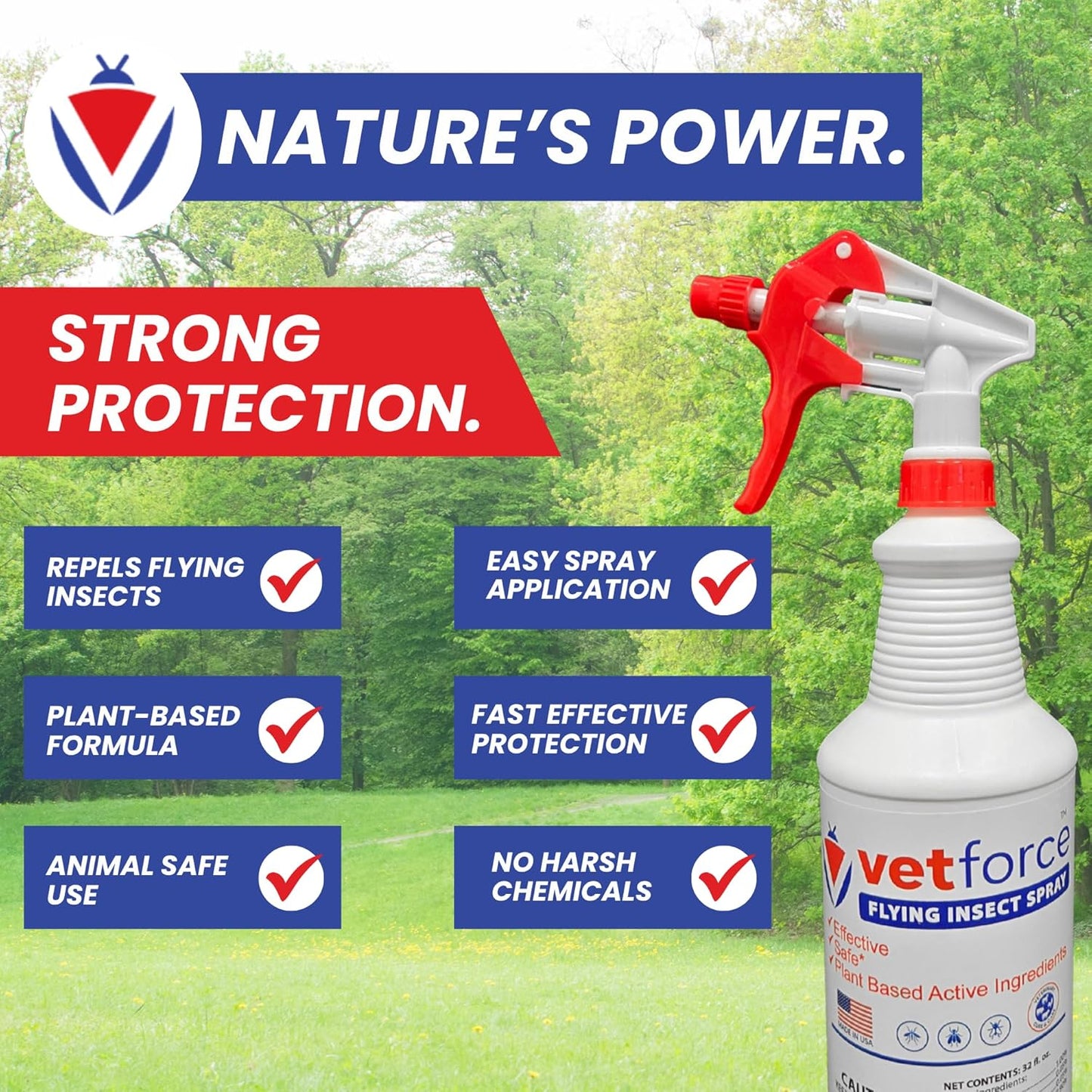 Flying Insect Spray – Fast Action Formula – Broad Coverage Use – Plant-Derived Oils – Easy Spray Application – for Mosquitoes, Stable and House Flies – Gentle Around Animals – 32 oz