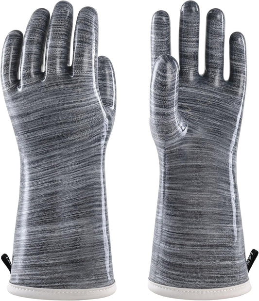 wahoo Liquid Silicone Smoker Oven Gloves, Food-Contact Grade, Heat Resistant Gloves for Cooking, Grilling, Baking, Grey, XL