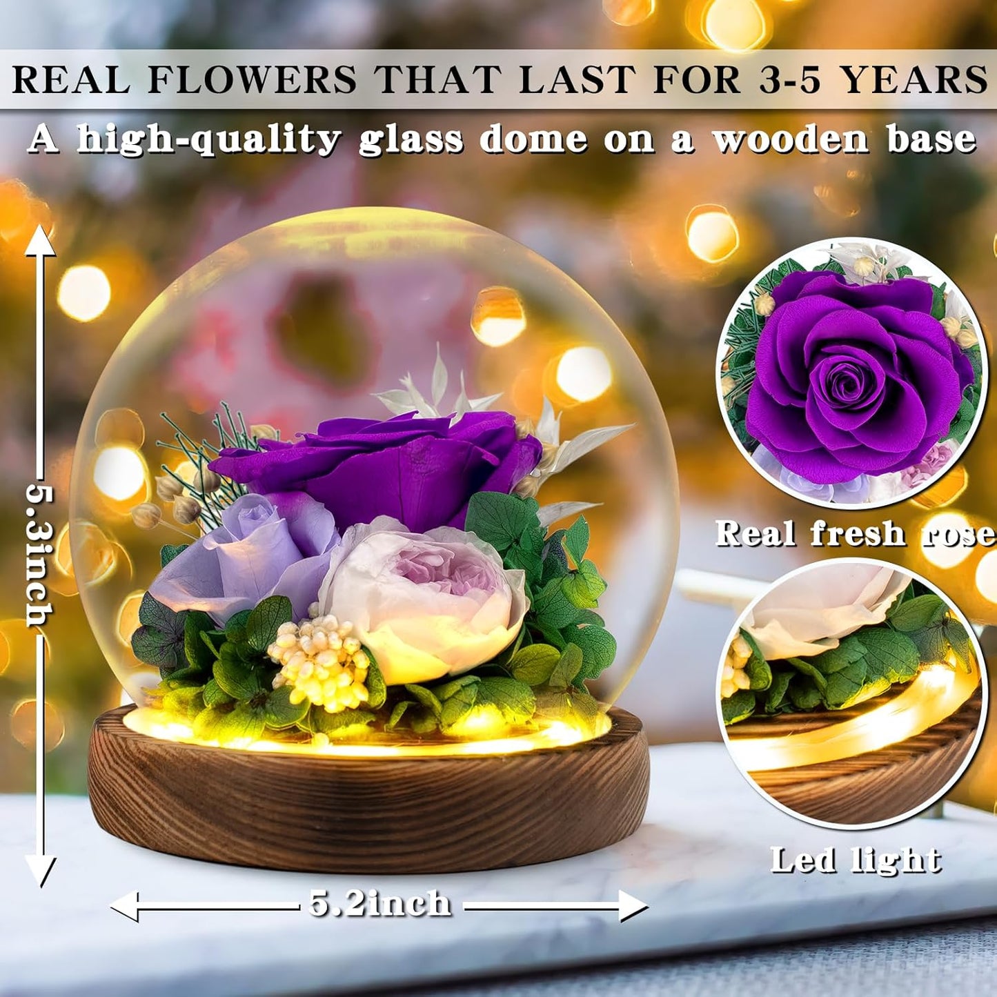 Flowers, Roses Gift – Fresh & Preserved Roses That Last Forever – Delivery to Show Love – Ideal Birthday Gift for Women, Unique for Mother’s Day & Christmas – Long-Lasting Forever Flowers