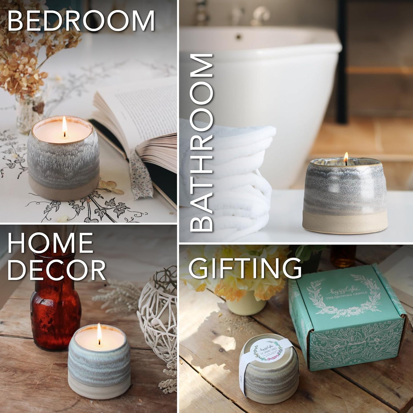 The Growing Candle, Wild Flower Scented, 10oz Ceramic Pot, Single Wick Aromatherapy Candles, 100% Soy for Women and Men, Greta