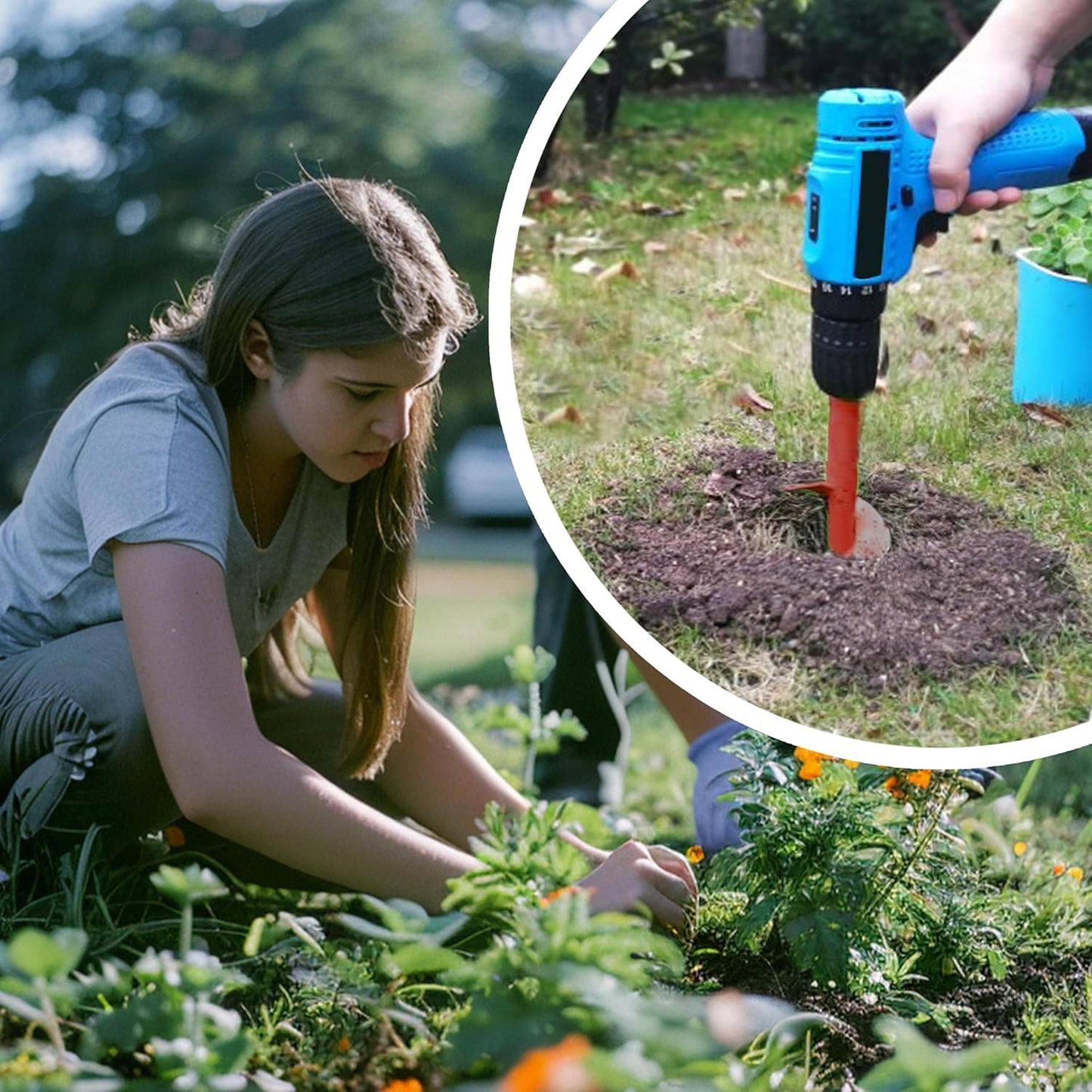 TCBWFY 4"x12" Auger Drill Bit for Planting Digging Holes,Garden Plant Flower Bulb Auger Spiral Drill Rapid Bulb Planter Earth Auger Bit Post or Umbrella Hole Digger for 3/8" Hex Drive