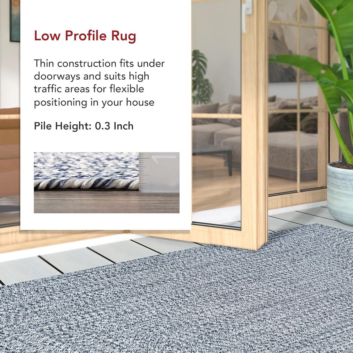 nuLOOM 10' x 14' Solid Hand Braided Indoor/Outdoor Area Rug, Pet-Friendly, High Traffic, Weather Resistant, for Patio, Balcony, Bedroom, Living, Dining Room, Wynn Navy