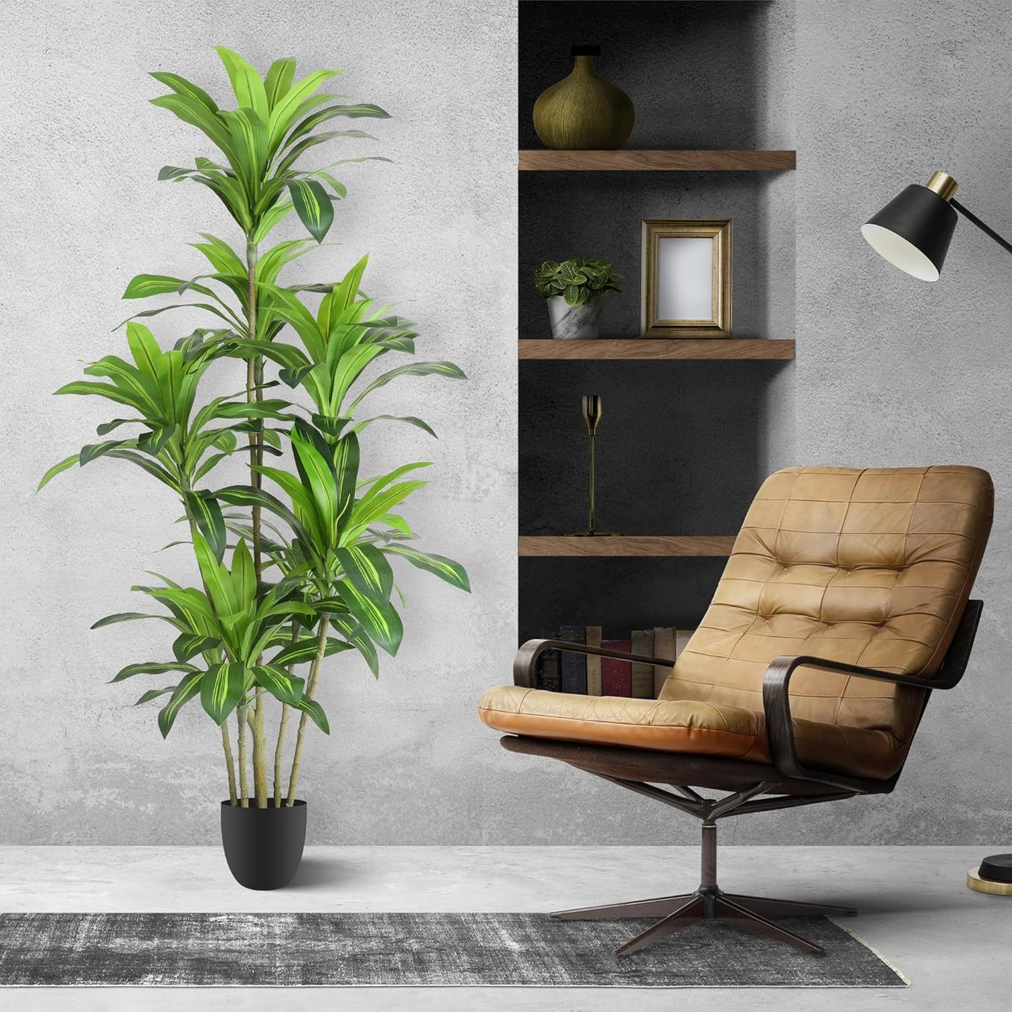 Artificial Plants 6Ft Dracaena Fragrans Faux Trees with 8 Heads Fake Tree for Home Decor Indoor or Outdoor Office Decoration Housewarming Gift