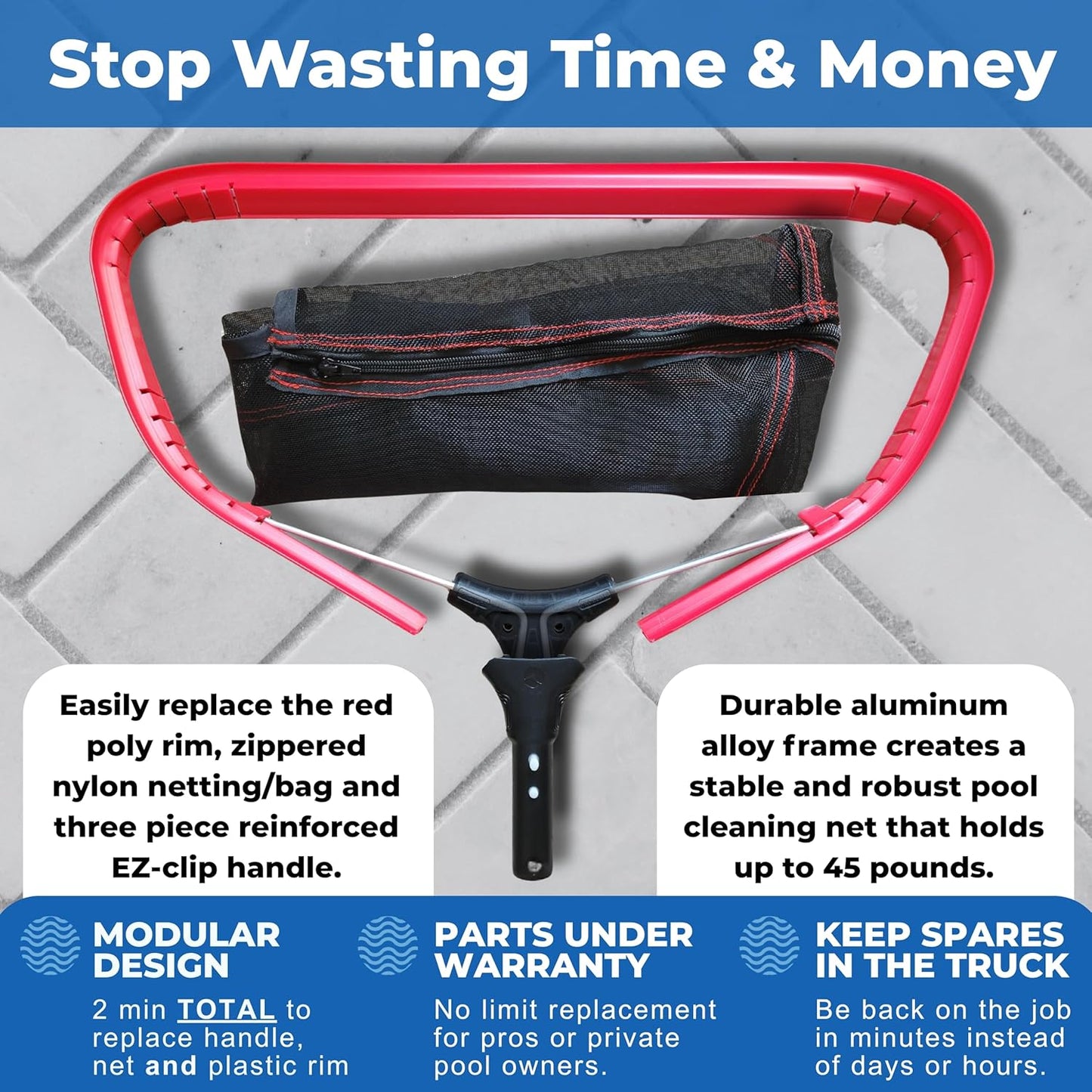 ProTuff Silt & Leaf Rake Bundle - Unlimited Free Replacements - 2-Items: 19 Inch Medium & 17 inch Fine Mesh Pool Cleaner for Sand, Silt, Pollen, Leaves & Twigs - Nearly 20 & 18 inch