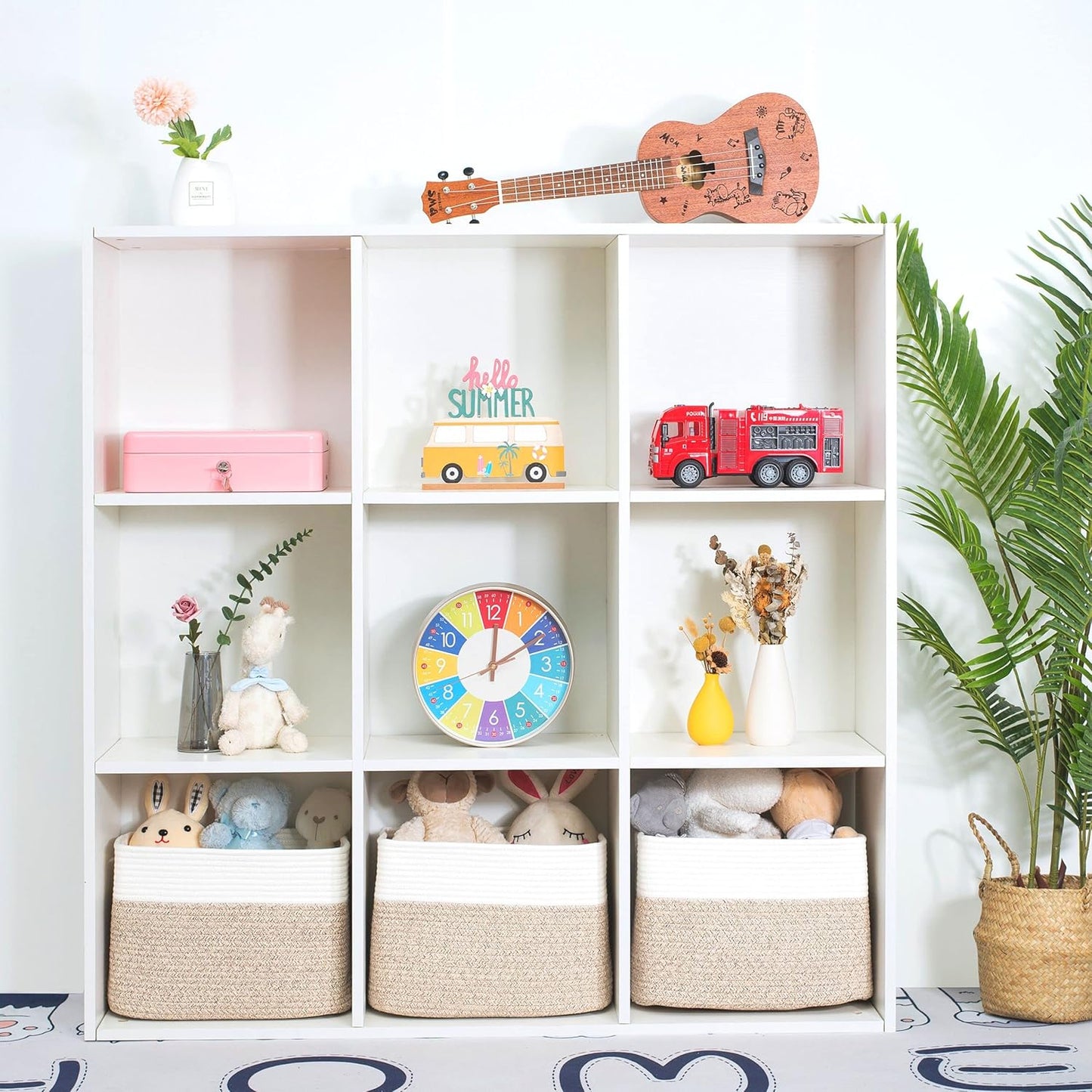 MINTWOOD Design Storage Basket for Shelves, Decorative Baskets for Organizing, Book Basket, Storage Cube Bin Box, Woven Closet Organizer, Pantry Closet and Shoe Basket, Light Brown