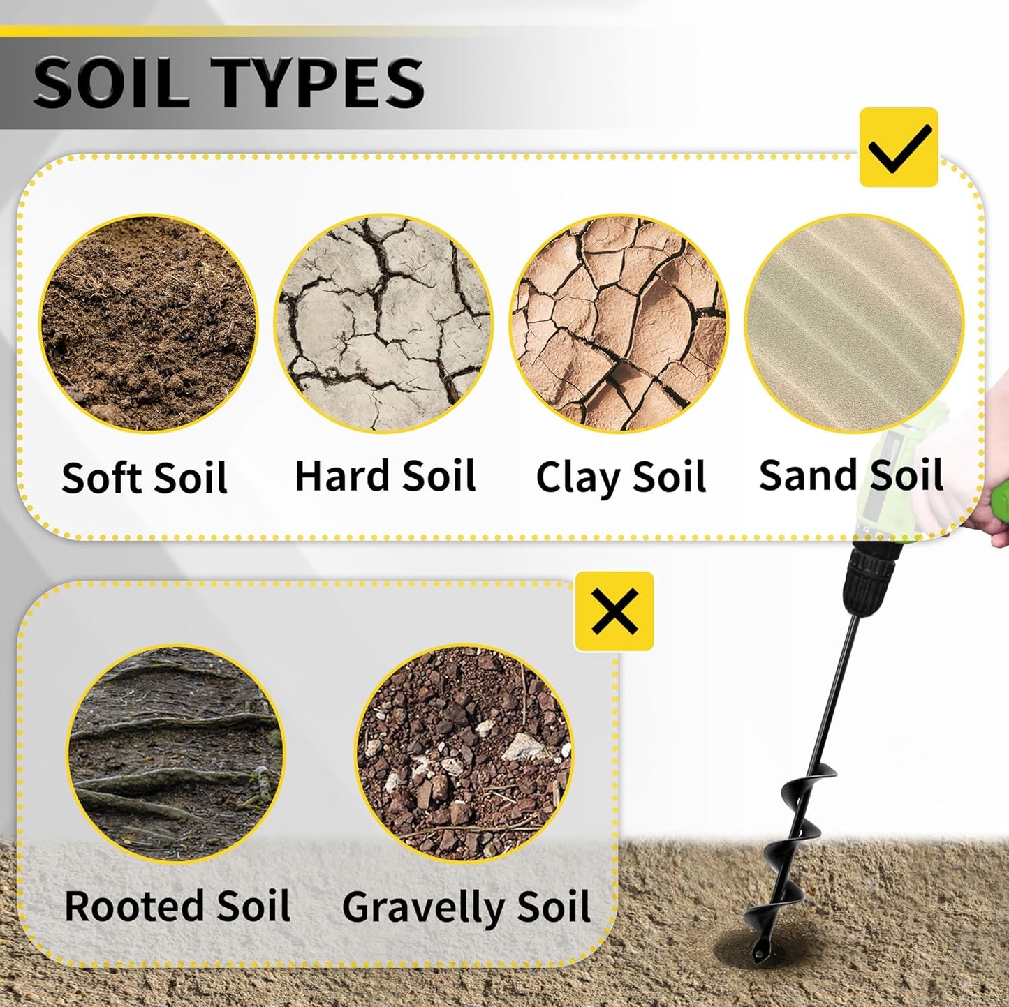 Auger Drill Bit for Planting - 1.6" x 16.5" Plant Auger for Cordless Drill - Bulb Planter Tool for Bulbs Planting&Holes Digging - 3/8" Hex Drive Drill