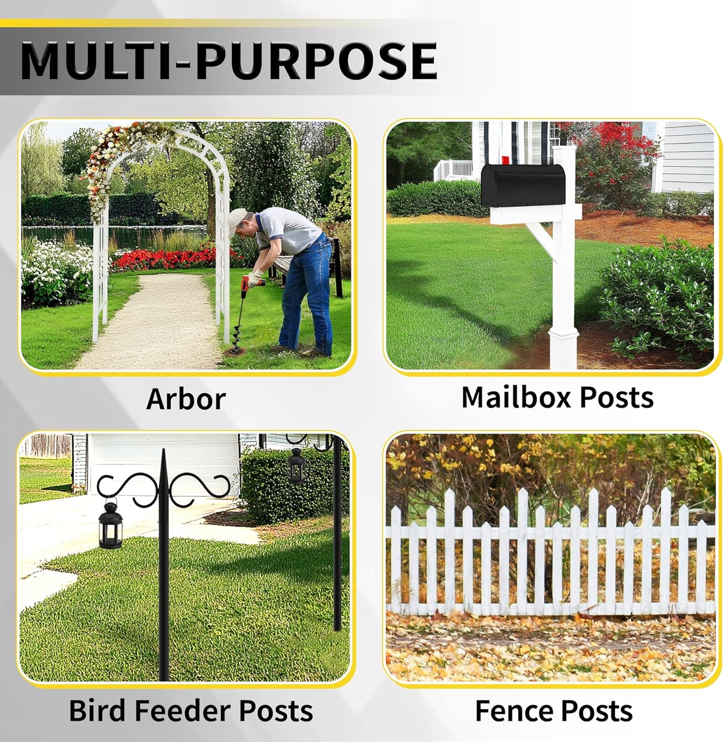 2”x32“ Auger Drill Bit for Planting, Heavy-Duty Planting Auger for Bulbs, Post Hole Digger for 3/8”Hex Drive Drill