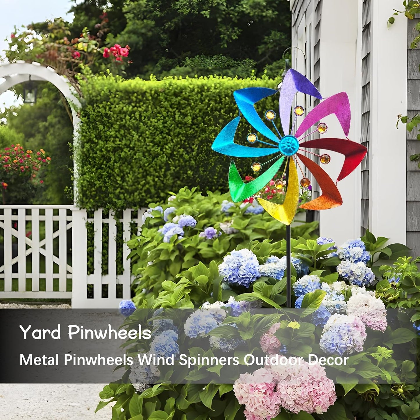 Wind Spinners Outdoor, 10 inch Wind Sculptures & Spinners, Metal Kinetic Wind Spinner, Decorative Pinwheels Large Wind Spinners for Yard and Garden Decor,Rainbow