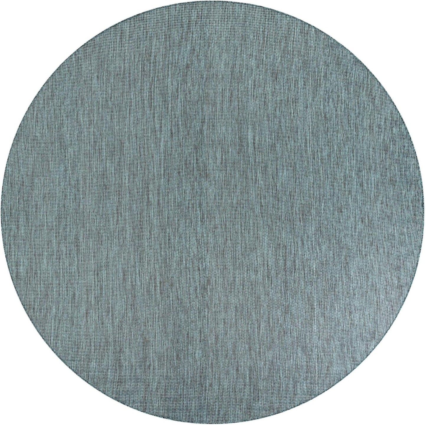 Unique Loom Outdoor Solid Collection Area Rug (10' Round Teal/Navy Blue)